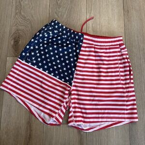 Freeballers Shorts Mens Large American Flag‎ Lined Stretch Zipped Pockets Swim